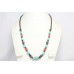 String Necklace Women Oxidized Metal Natural Multi Color Gem Stones D150